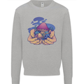 Magic Mushroom Hands Mycology Trippy Mens Sweatshirt Jumper Sports Grey