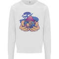 Magic Mushroom Hands Mycology Trippy Mens Sweatshirt Jumper White