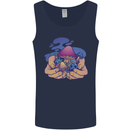 Magic Mushroom Hands Mycology Trippy Mens Vest Tank Top Navy Blue