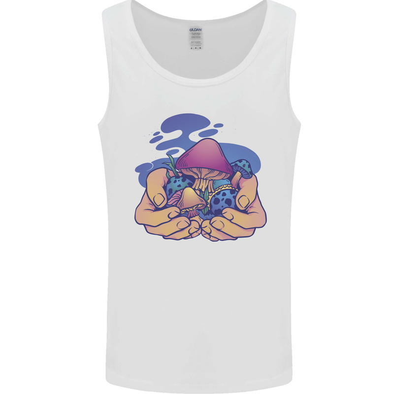 Magic Mushroom Hands Mycology Trippy Mens Vest Tank Top White