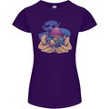 Magic Mushroom Hands Mycology Trippy Womens Petite Cut T-Shirt Purple