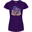 Magic Mushroom Hands Mycology Trippy Womens Petite Cut T-Shirt Purple