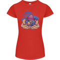 Magic Mushroom Hands Mycology Trippy Womens Petite Cut T-Shirt Red