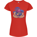 Magic Mushroom Hands Mycology Trippy Womens Petite Cut T-Shirt Red
