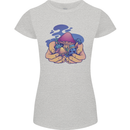 Magic Mushroom Hands Mycology Trippy Womens Petite Cut T-Shirt Sports Grey