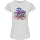 Magic Mushroom Hands Mycology Trippy Womens Petite Cut T-Shirt White