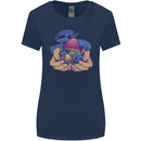 Magic Mushroom Hands Mycology Trippy Womens Wider Cut T-Shirt Navy Blue