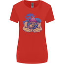 Magic Mushroom Hands Mycology Trippy Womens Wider Cut T-Shirt Red