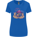 Magic Mushroom Hands Mycology Trippy Womens Wider Cut T-Shirt Royal Blue