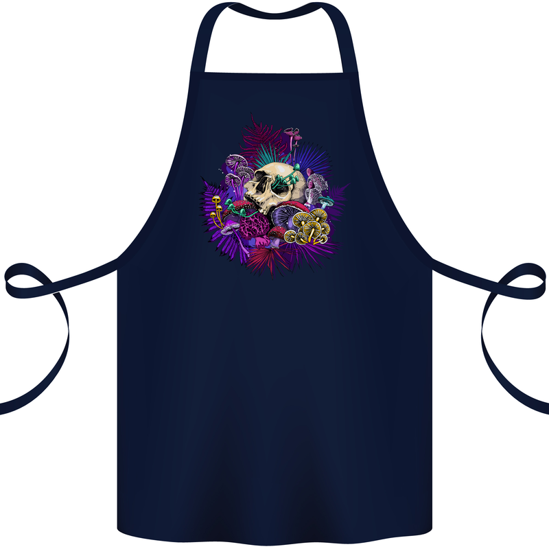 Magic Mushroom Skull LSD Hallucinogenic Cotton Apron 100% Organic Navy Blue
