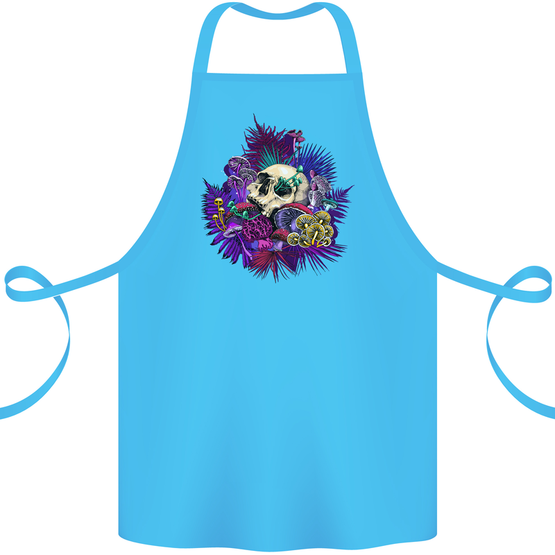 Magic Mushroom Skull LSD Hallucinogenic Cotton Apron 100% Organic Turquoise