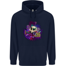Magic Mushroom Skull LSD Hallucinogenic Mens 80% Cotton Hoodie Navy Blue