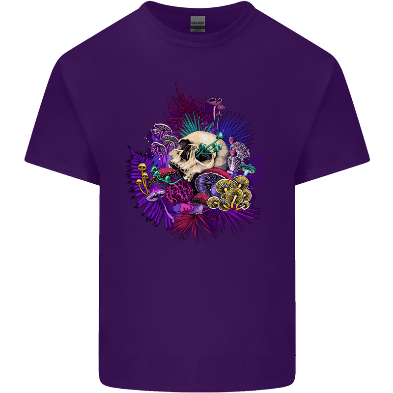 Magic Mushroom Skull LSD Hallucinogenic Mens Cotton T-Shirt Tee Top Purple