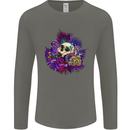 Magic Mushroom Skull LSD Hallucinogenic Mens Long Sleeve T-Shirt Charcoal