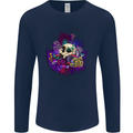 Magic Mushroom Skull LSD Hallucinogenic Mens Long Sleeve T-Shirt Navy Blue