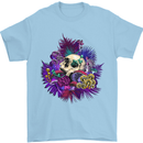 Magic Mushroom Skull LSD Hallucinogenic Mens T-Shirt 100% Cotton Light Blue