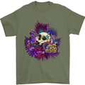 Magic Mushroom Skull LSD Hallucinogenic Mens T-Shirt 100% Cotton Military Green