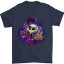Magic Mushroom Skull LSD Hallucinogenic Mens T-Shirt 100% Cotton Navy Blue