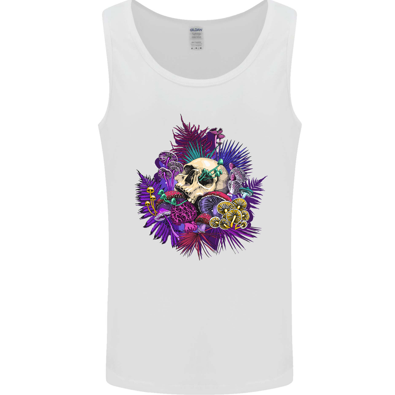 Magic Mushroom Skull LSD Hallucinogenic Mens Vest Tank Top White