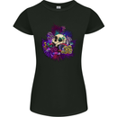 Magic Mushroom Skull LSD Hallucinogenic Womens Petite Cut T-Shirt Black
