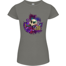 Magic Mushroom Skull LSD Hallucinogenic Womens Petite Cut T-Shirt Charcoal