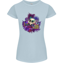 Magic Mushroom Skull LSD Hallucinogenic Womens Petite Cut T-Shirt Light Blue