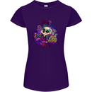 Magic Mushroom Skull LSD Hallucinogenic Womens Petite Cut T-Shirt Purple