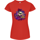 Magic Mushroom Skull LSD Hallucinogenic Womens Petite Cut T-Shirt Red