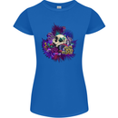 Magic Mushroom Skull LSD Hallucinogenic Womens Petite Cut T-Shirt Royal Blue