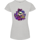 Magic Mushroom Skull LSD Hallucinogenic Womens Petite Cut T-Shirt Sports Grey