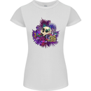 Magic Mushroom Skull LSD Hallucinogenic Womens Petite Cut T-Shirt White