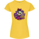 Magic Mushroom Skull LSD Hallucinogenic Womens Petite Cut T-Shirt Yellow
