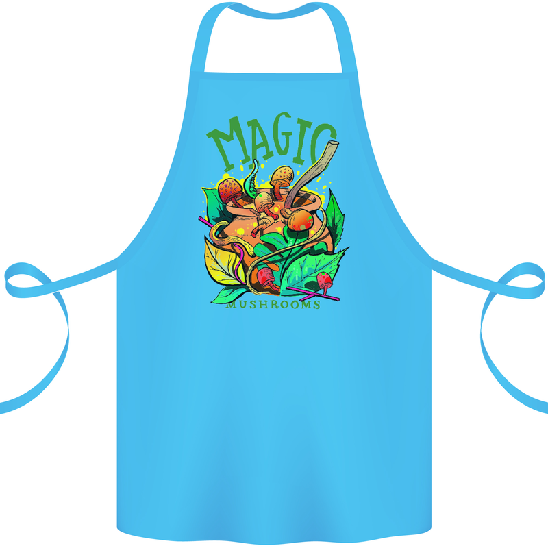 Magic Mushrooms Drugs LSD Acid Trip Cotton Apron 100% Organic Turquoise