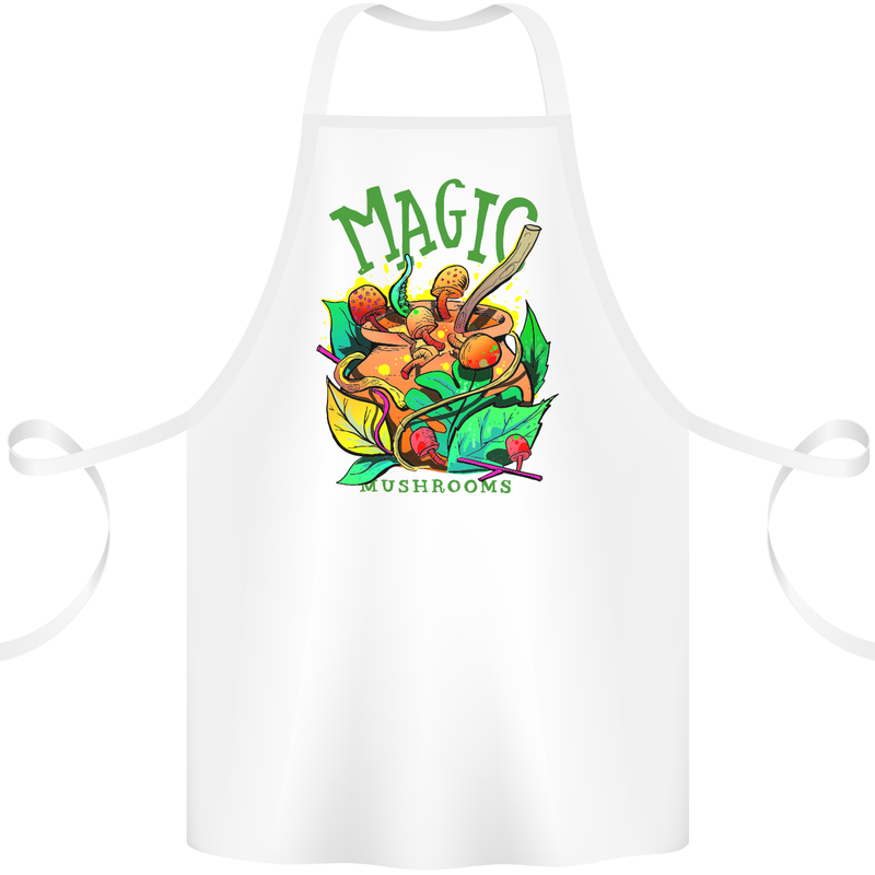 Magic Mushrooms Drugs LSD Acid Trip Cotton Apron 100% Organic White