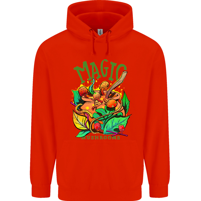 Magic Mushrooms Drugs LSD Acid Trip Mens 80% Cotton Hoodie Bright Red