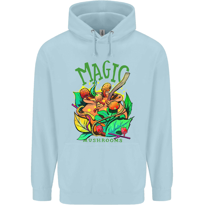 Magic Mushrooms Drugs LSD Acid Trip Mens 80% Cotton Hoodie Light Blue