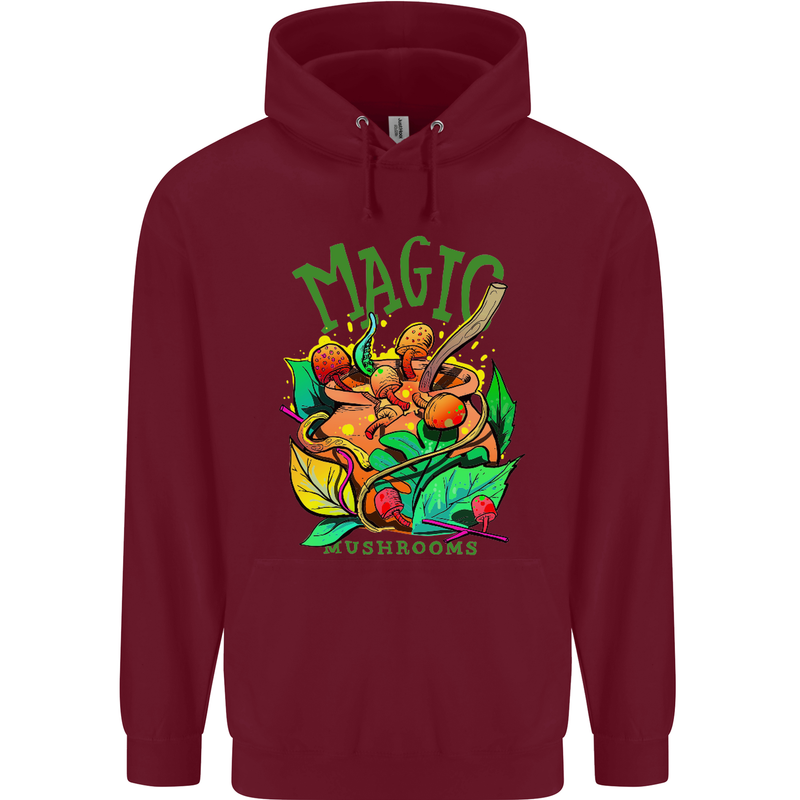 Magic Mushrooms Drugs LSD Acid Trip Mens 80% Cotton Hoodie Maroon