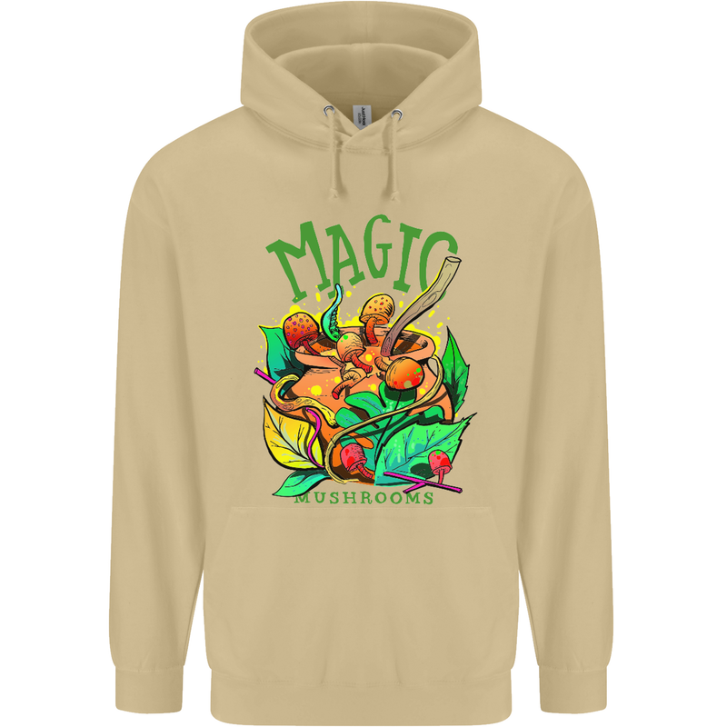 Magic Mushrooms Drugs LSD Acid Trip Mens 80% Cotton Hoodie Sand