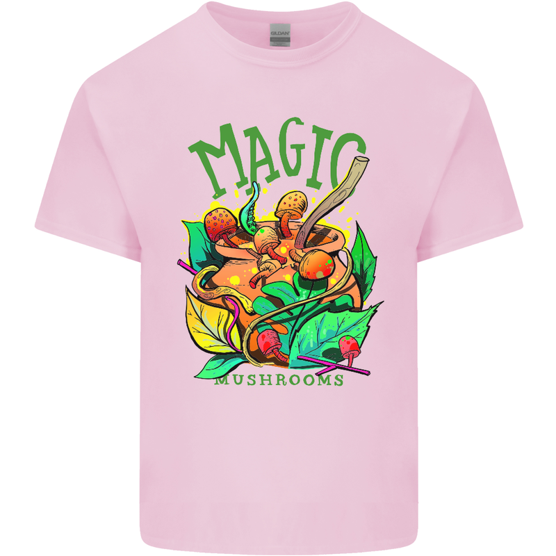 Magic Mushrooms Drugs LSD Acid Trip Mens Cotton T-Shirt Tee Top Light Pink