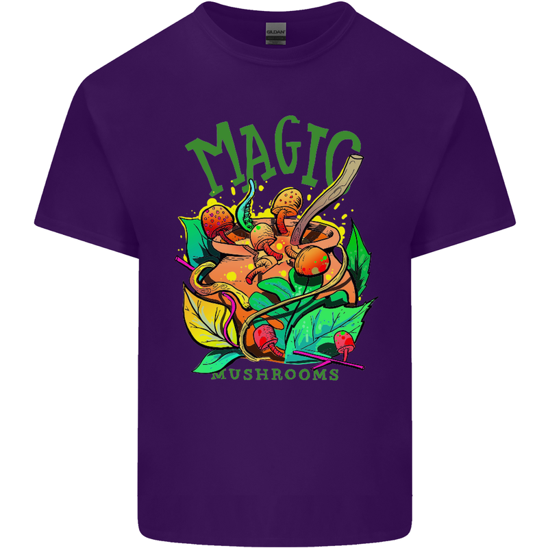 Magic Mushrooms Drugs LSD Acid Trip Mens Cotton T-Shirt Tee Top Purple