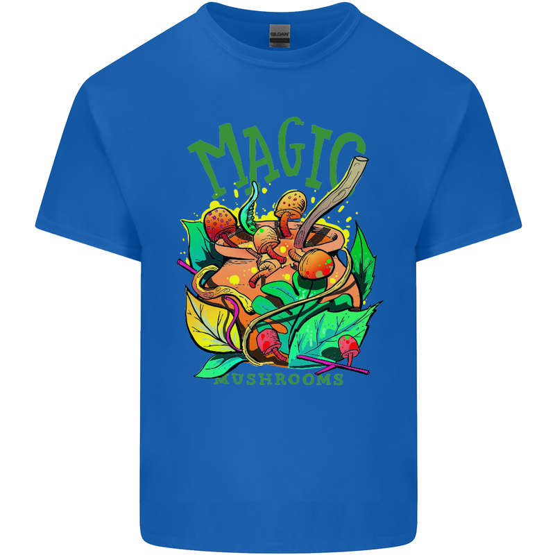 Magic Mushrooms Drugs LSD Acid Trip Mens Cotton T-Shirt Tee Top Royal Blue