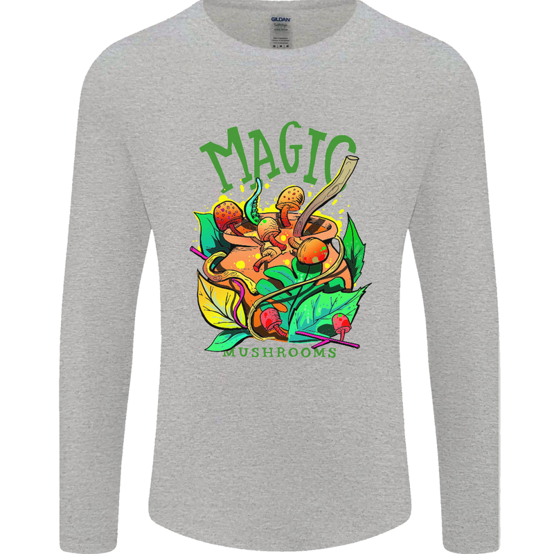 Magic Mushrooms Drugs LSD Acid Trip Mens Long Sleeve T-Shirt Sports Grey