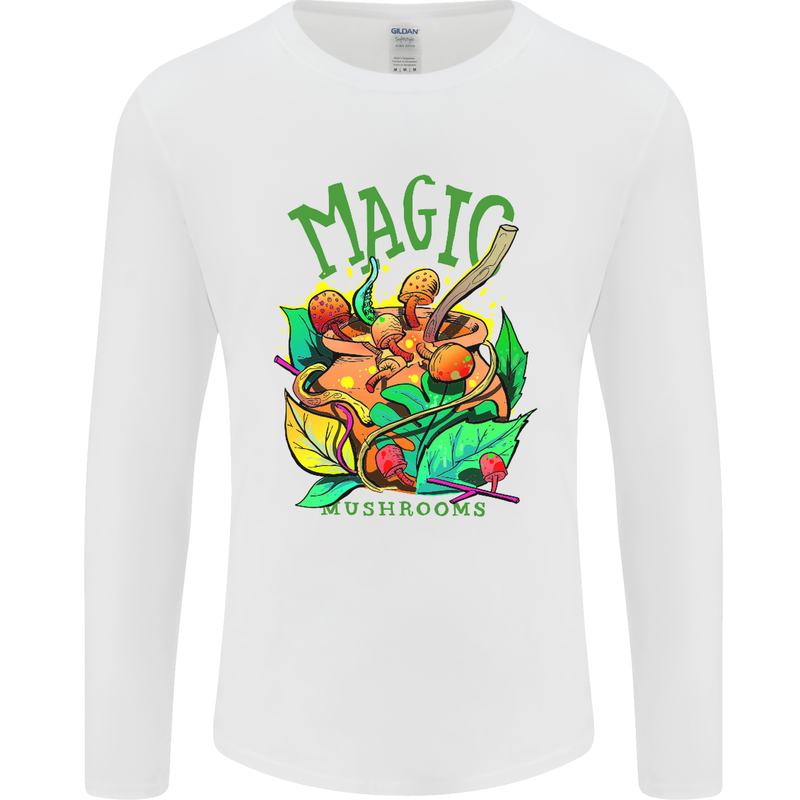 Magic Mushrooms Drugs LSD Acid Trip Mens Long Sleeve T-Shirt White