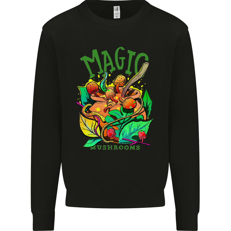 Magic Mushrooms Drugs LSD Acid Trip Mens Sweatshirt Jumper Black