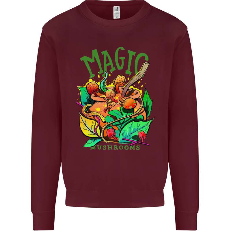 Magic Mushrooms Drugs LSD Acid Trip Mens Sweatshirt Jumper Maroon