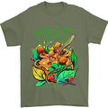 Magic Mushrooms Drugs LSD Acid Trip Mens T-Shirt Cotton Gildan Military Green
