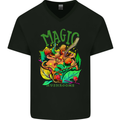 Magic Mushrooms Drugs LSD Acid Trip Mens V-Neck Cotton T-Shirt Black