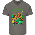 Magic Mushrooms Drugs LSD Acid Trip Mens V-Neck Cotton T-Shirt Charcoal