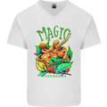 Magic Mushrooms Drugs LSD Acid Trip Mens V-Neck Cotton T-Shirt White