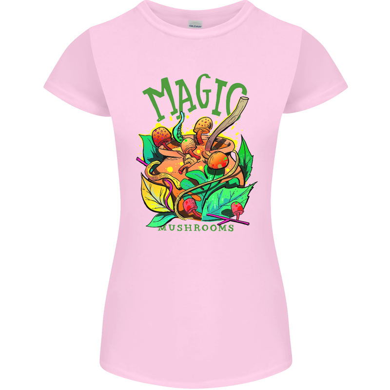 Magic Mushrooms Drugs LSD Acid Trip Womens Petite Cut T-Shirt Light Pink